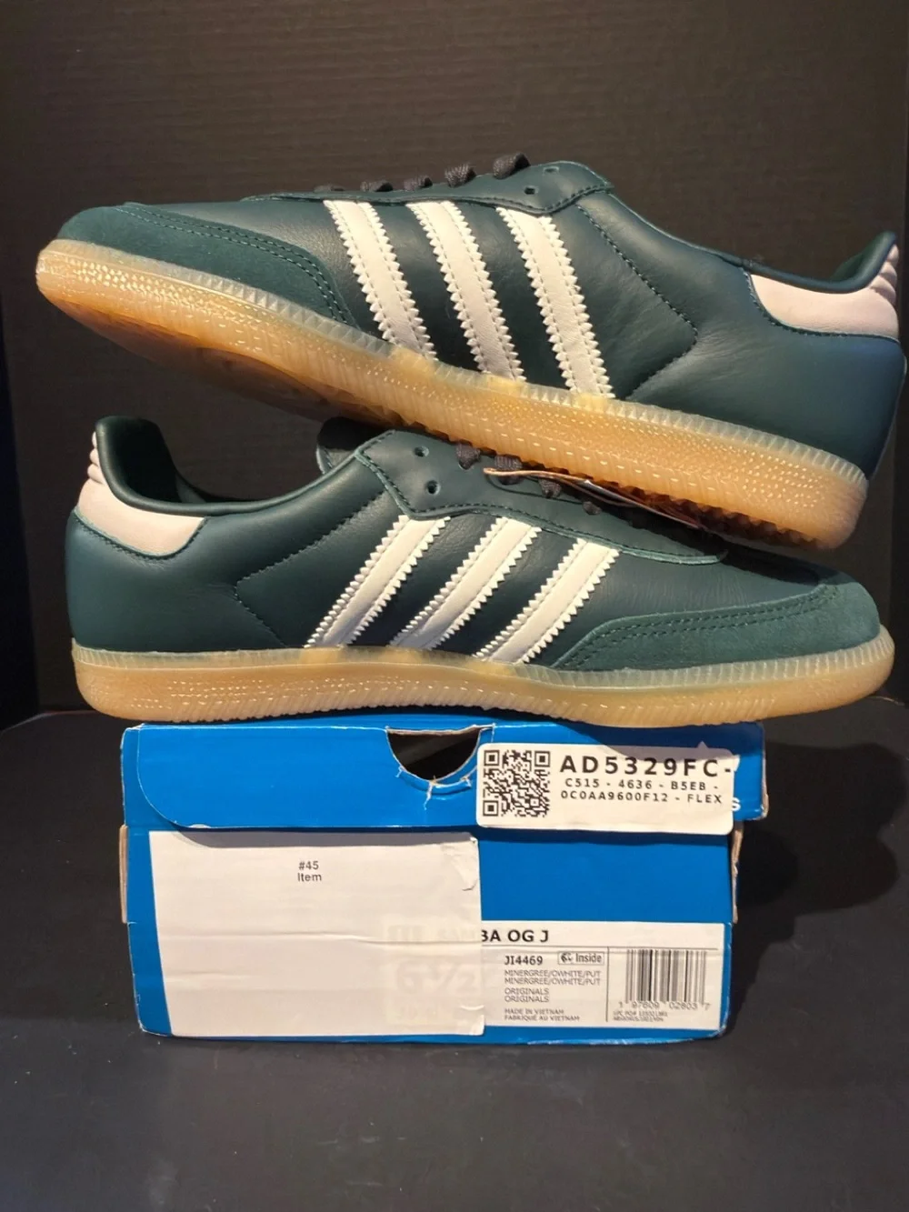 Adidas Samba OG Classic Leather Sneakers - Green/White 6.5M/7.5W